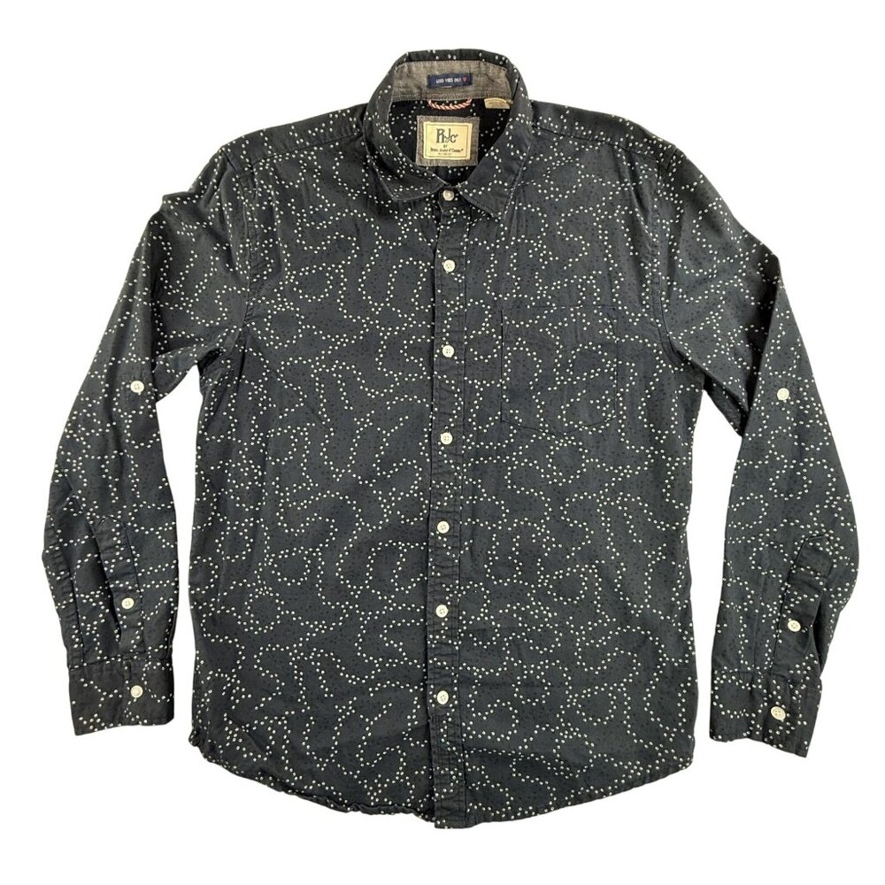 RJC Rebel James & Charli Shirt Mens Large Blue Dot Button Up Long Sleeve Western